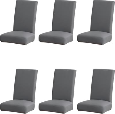 Somstyle Stoelhoezen Set - 6 Stuks - Eetkamer Stoelhoes - Stretch - Stoel Cover - Grijs