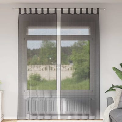 vidaXL - Gordijnen - voile - met - tab - top - 2 - st - zwart