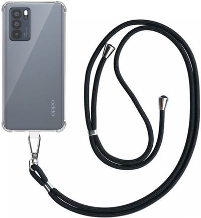 Telefoonhoesje Geschikt voor Oppo Reno 6 Pro 5G Transparant Schokbestendig met Afneembaar Universeel Telefoonkoord - Backcover Case Siliconen ShockProof with Lanyard - Smartphonica geschikt voor Oppo Reno6 Pro