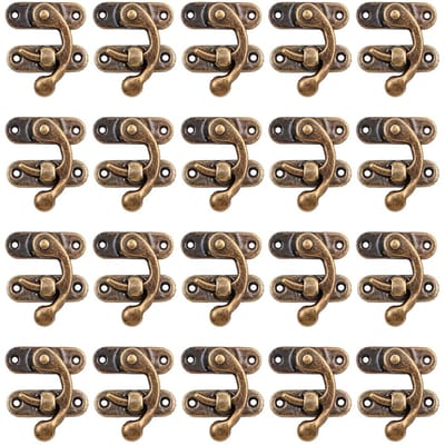 Dailygoods- Klinkhaak 20-Pack Antieke Vintage - Hoornhaak - Gesp Slot - Schroeven - Voor DIY - Geschikt voor Houten Dozen - Vergrendeling