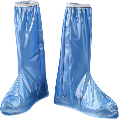 Hoge unisex PU overschoenen herbruikbaar – waterdichte regen laarsovertrekken – antislip – Blauw – Maat S – sterk en duurzaam – houden schoenen droog – ideaal tegen sneeuw, regen en vuil – geschikt voor gebruik, werk en reizen – wandelen en fietsen