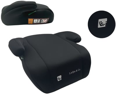 Liefjes & Co Autostoelverhoger Zwart – Zitverhoger voor Kinderen 125-150 cm (22-36 kg) – Geschikt voor 7-12 Jaar – Autozitje Booster