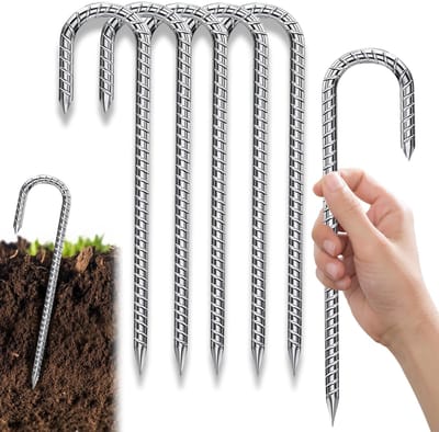 Unyqoos® Set van 6 stevige J-vormige grondankers voor tenten en tuinbevestiging