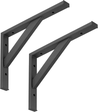 2x Zware Steunbeugels Zwart 295x215 mm voor Wandplanken en Stellages | 75kg Draagkracht