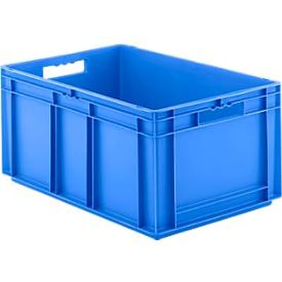 Stapelbak Eurobox serie EF 6280 - PP - L 600 x B 400 x H 285 mm - 56,6 l - gesloten wanden - open handgrepen - blauw