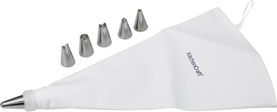 KitchenCraft Sweetly Does It Spuitzak Met Spuitmondjes - 12 x 17 x 22 Plastic En Roestvrij Staal - Zilver En Wit