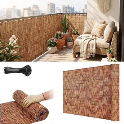 Bamboescherm Balkon - Privacy Scherm - Tuin Afscheiden - Handgeweven Structuur - H180xL750cm - Bruin