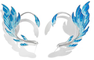 2 stuks zilverkleurige oliedruppels goudvis oorclips beschilderd elfoor manchet geen piercing oorbel set voor vrouwen meisjes cadeau