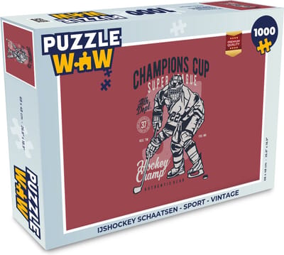 Puzzel IJshockey schaatsen - Sport - Vintage - Legpuzzel - Puzzel 1000 stukjes volwassenen