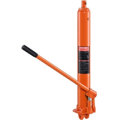 VEVOR hydraulische krik met lange ram, 8t motorhefcilinder met enkele zuigerpomp en vlakke voet, hydraulische autokrik voor motorheftafels, garage-/werkplaatskranen, boerderij, enz.