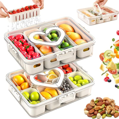 Unyqoos® Draagbare snackbox met 12 vakken voor diverse snacks en maaltijden