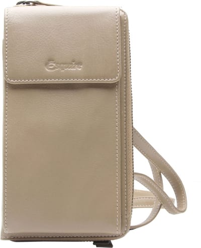 Esquire Leren Portemonnee Telefoontasje Peru Phone Wallet Bag Taupe Beige
