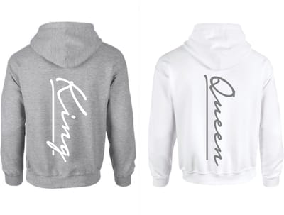 Hoodie set Valentijn voor een koppel-King Queen achterkant-cadeau Valentijn-Verjaardag-Sporttruien met capuchon-Maat S