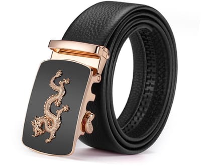 Dailygoods- Herenriem Zwart Leer - Verstelbare Taille - Automatische Gesp - Herenriem voor Business Pak - Dagelijks Gebruik - Ideaal Cadeau - Riem
