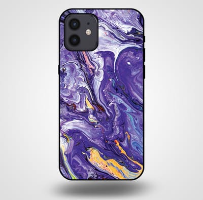 Smartphonica Telefoonhoesje voor iPhone 12/12 Pro met marmer opdruk - TPU backcover case marble design - Goud Paars geschikt voor iPhone 12;iPhone 12 Pro