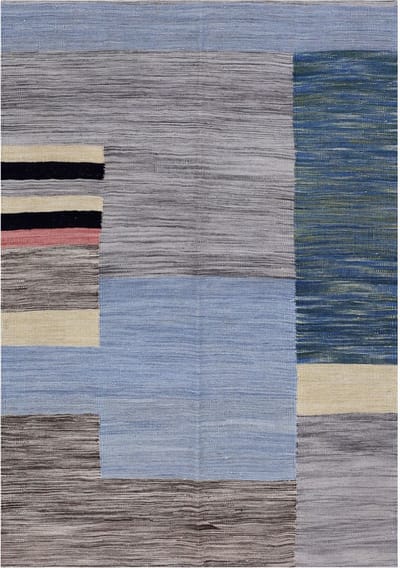 Blauw Tapijt Laagpolig Handgeweven Wollen Vloerkleed - Koho Afghan Modern Kelim 179x121 - 179x121cm- Modern - Woonkamer - Salon - Slaapkamer - Eetkamer