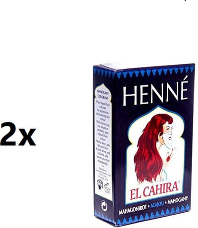 Henne Natur El Cahira Mahogany Hair Colour Powder - MULTIPACK - 2x90gr