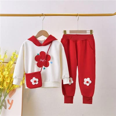 Meisjes Lente en Herfst Pak Sportmode Tweedelig Kinderjas 130 rood