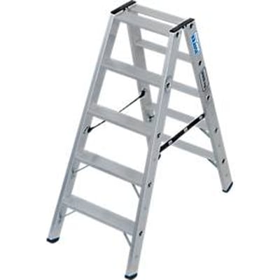 KRAUSE STABILO dubbele trap 2x5, 225 kg, 80 mm D-treden, tweezijdige toegang, aluminium verbindingen, SafetyCap