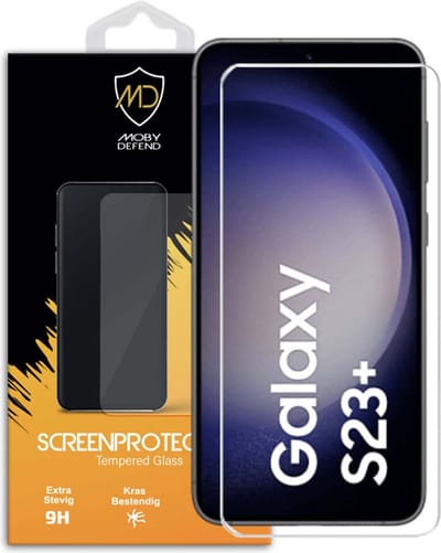 MobyDefend Screenprotector - Geschikt voor Samsung Galaxy S23 Plus (S23+) - Case-Friendly Screensaver - Gehard Glas
