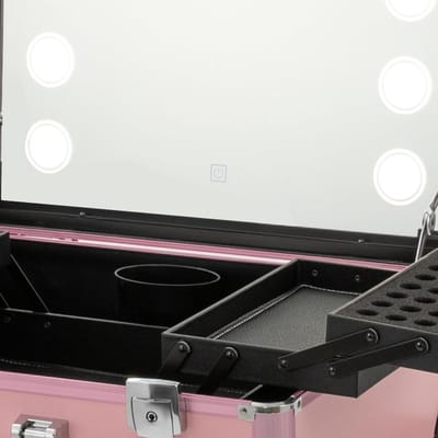 Cosmetica Koffer met Spiegel en Bluetooth, Grote Make-up Organizer voor Reizen, Professionele Aluminium Trolley voor Make-up en Schoonheidsproducten