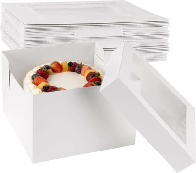 Taartdozen met doorzichtig venster, 25 stuks, 30 x 30 x 20 cm, ideaal voor bruiloften, verjaardagsfeesten en speciale gelegenheden