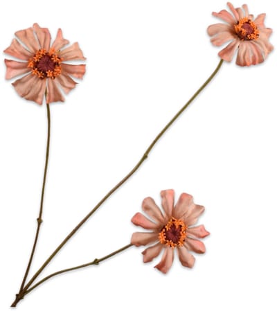 Silk-ka Kunstbloem-Zijde Bloemen Zinnia Tak Zalm 64 cm Per 2 Stuks