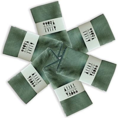 Dailygoods - Gohytal Stoffen servetten linnen servetten, set van 6 (donkergroen)