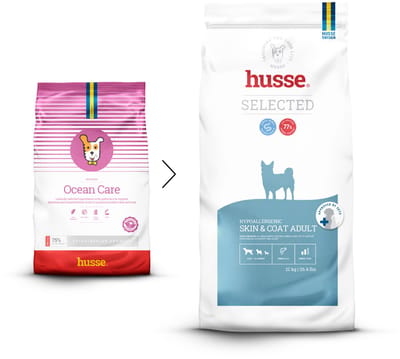 Husse Zalm en Rijst - Hypoallergeen Hondenvoer, Hondenvoeding Droog, Hondenbrokken Hypoallergenic - 12 kg