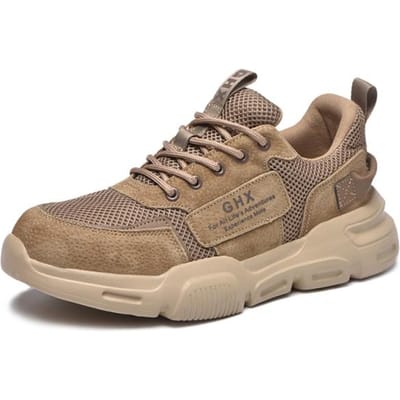 Werkveiligheidsschoenen Heren Stalen Neus Anti-Prik Onverwoestbaar Lichtgewicht Ademend Veiligheidslaarzen Kevlar Binnenzool Werksneakers 43 brown