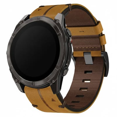 Leren bandje - kalfsleer - geschikt voor Garmin Fenix 3 / 5X (Plus) / 6X (Pro) / 7X (Pro) / 8 (51 mm) / Tactix (7) / Descent Mk 51 mm / Instinct 2x / 3 - 50mm / D2 / Epix Pro 2 (51 mm) - bruin
