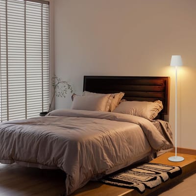 Glitzerlife - Staande lampen - LED dimbaar - moderne vloerlamp - draadloos met USB-accu - 3 kleurtemperaturen 3000K 4000K 6500K - metaal - Ø11cm - wit - staande lamp woonkamer slaapkamer kantoor