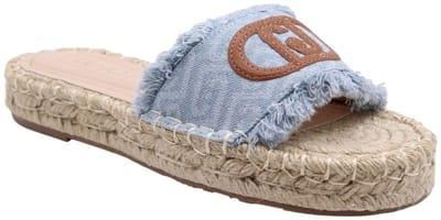 Liu Jo Slippers voor dames Paros 01 Espadrillas in Denim Jacquard met Maxi Logo Monogram blauw