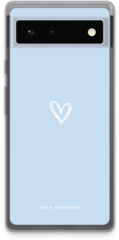 Case Company® - Hoesje geschikt voor Google Pixel 6 hoesje - Klein Hart Blauw - Soft Cover Telefoonhoesje - Bescherming aan alle Kanten en Schermrand