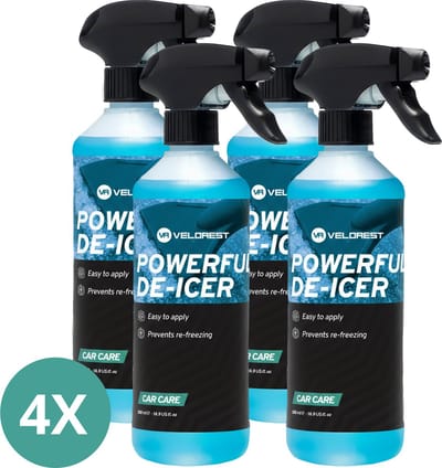 Velorest De-Icer Auto - Ruitenontdooier Spray - Antivries Spray - Ontdooispray - 500ml 4-pack