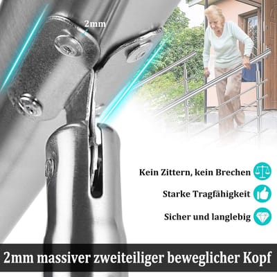 Trapleuning Set - RVS Reling Balustrade - Veilig Trappen Huis - 5 Dwarsbalken Ontwerp - 100 Cm Lengte