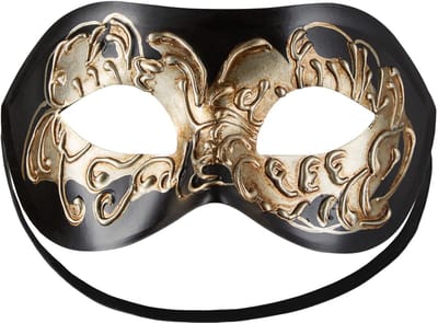 dressforfun - Venetiaans masker met versiering zwart - verkleedkleding kostuum halloween verkleden feestkleding carnavalskleding carnaval feestkledij partykleding - 303532