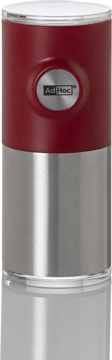 Adhoc Pepnetic - Keukenmolen - Peper/zoutmolen - Magnetisch -11 Cm - Rvs - Rood