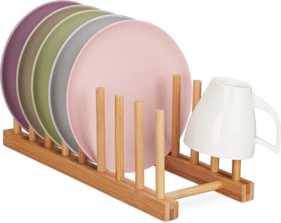 Afdruiprek Bamboe - Bordenhouder Keuken - Servies Drogen - Ruimtebesparend Design - 12x34x12.5 cm - Natuurlijk