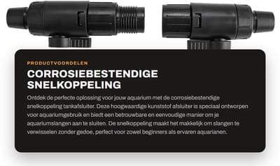 Dailygoods- Snelkoppeling Corrosiebestendig - Tankafsluiter - Aquariumslangafsluiter - Kunststof - 16mm - Quick Connect Valve - Slangafsluiter