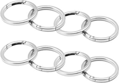 8 stuks metalen ronde veer split karabijnhaak clips met O-ringen voor sleutelhangers, handtassen en DIY decoraties
