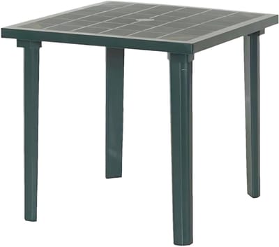 Vierkante tuintafel - Buitentafel buitenmeubel - Buiten dineren - Gat voor parasol - 80 x 80 x 72 cm - Groen