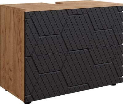 Vicco Irma Wastafelonderkast – 41 x 58.6 cm met 2 laden Antraciet met honingraatstructuur