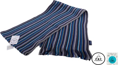 P&T Mannen Sjaal Gestreept - Grijs-Blauw - 180 x 25 cm