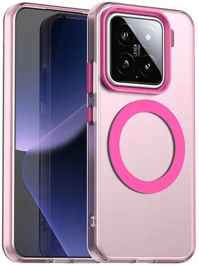 MagSafe Compatibel Backcover Hoesje Geschikt voor Xiaomi 15 - Roze & Semi-Transparant Design - Stijlvol & Goede Bescherming