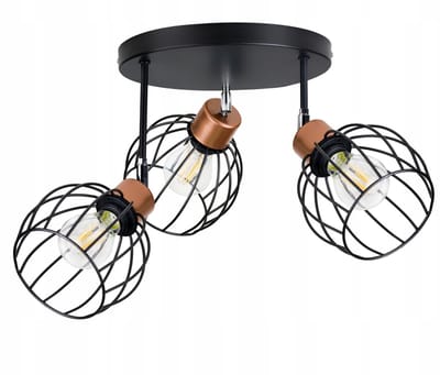 Loft Plafondlamp met 3 Kogelvormige Kappen, Verstelbaar