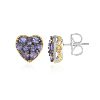Cavill - 925 Sterling Zilver Oorbellen - Palladium Verguld - 1,602 Ct Tanzaniet - Marquise & Peervorm - Elegante Hartvormige Edelstenen