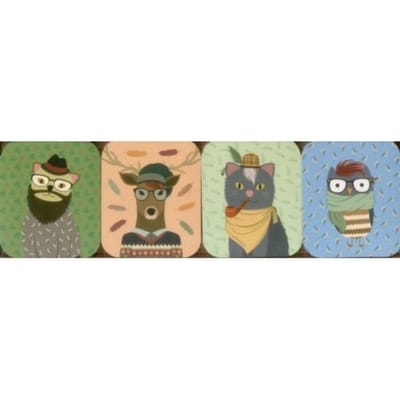 Pocket Note Set Of 4 Mini Pads: Hipster Animals - Smith Fiona