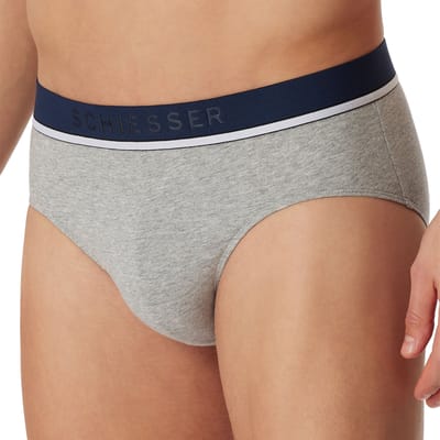 Schiesser Heren Rio Slip Organic - 3 pack - Rood - Donkerblauw - Grijs Melange - Maat XXL