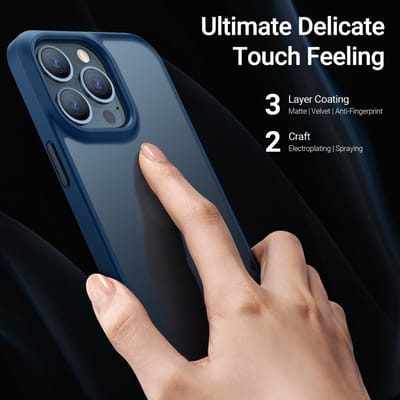 Torras geschikt voor iPhone 13 Pro Max Semi Transparant Shockproof hoesje - Blue